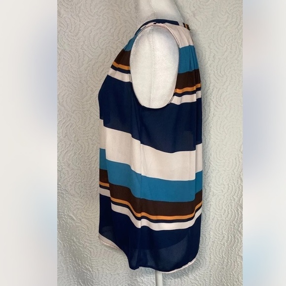 MEADOW RUE Top Anthropologie Peasant Boho Beachstripe Blouse Stripe Blue Xsmall - Picture 11 of 14